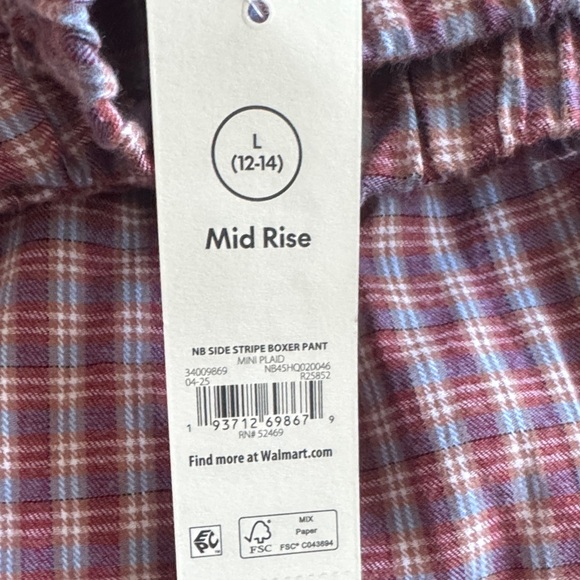 NWT No Boundaries Women's Cotton Boxer Pants Red Gingham Side Stripe L 12-14 - Picture 12 of 12